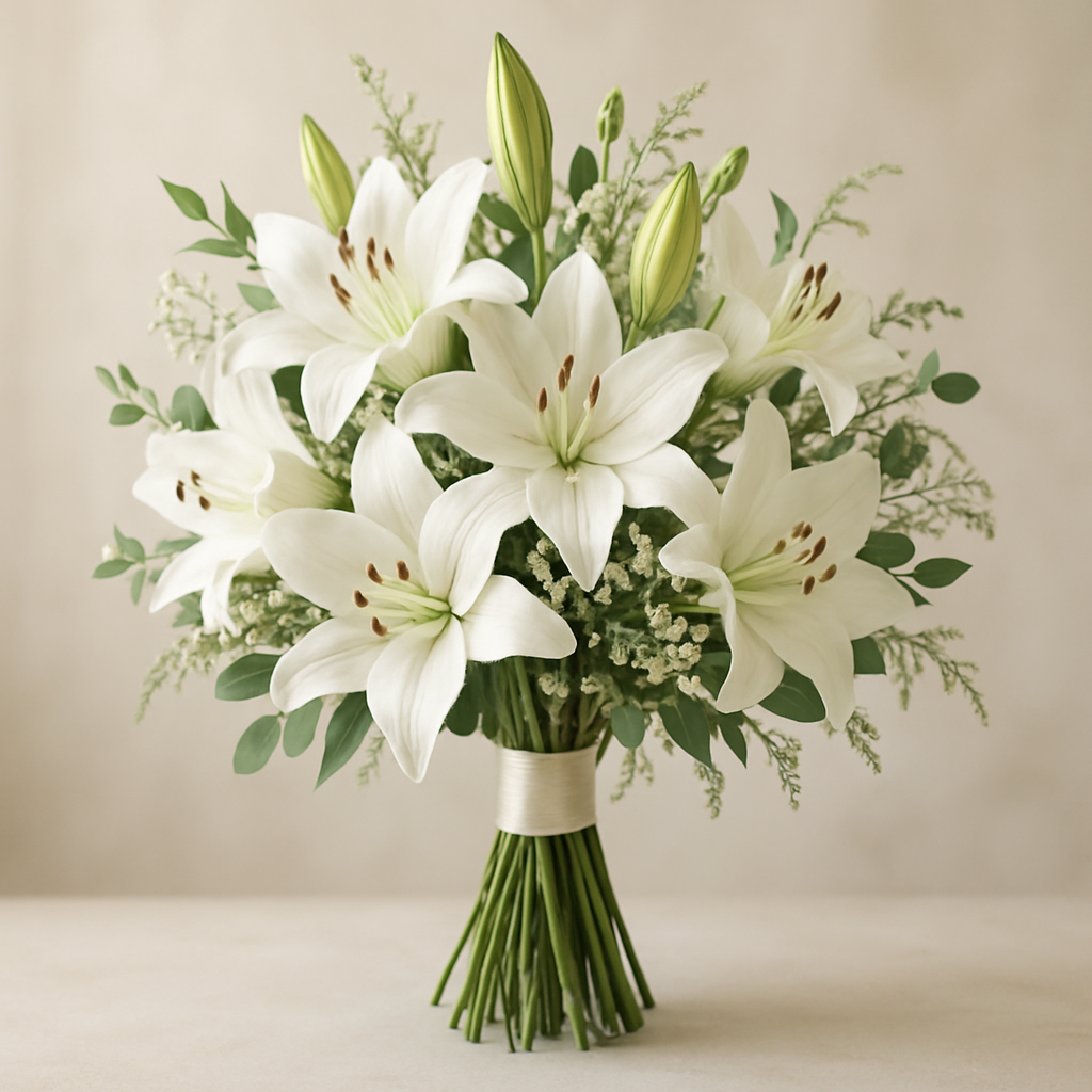 Bouquet of white lilies